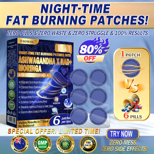 IOWOL® NIGHT-TIME FAT BURNING PATCHES! ZERO PILLS & ZERO WASTE & ZERO STRUGGLE & 100% RESULTS.